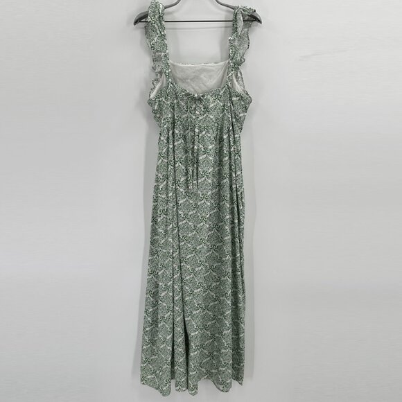 Gal Meets Glam Green Floral Sloane Maxi Dress 100% Cotton Sleeveless Lined US 8 - Picture 6 of 7